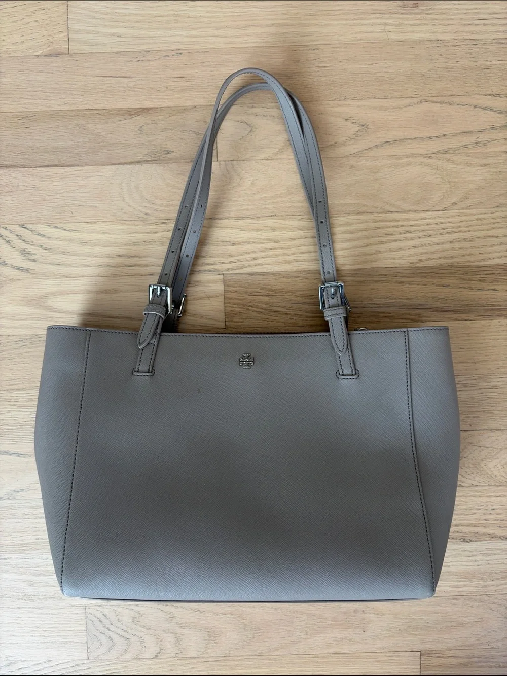 Tory Burch Taupe Saffiano Leather Tote